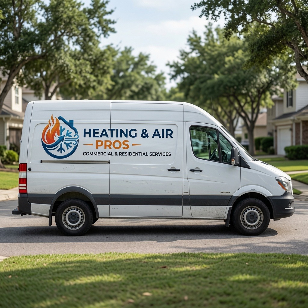 Local heating and air service van serving West Jordan